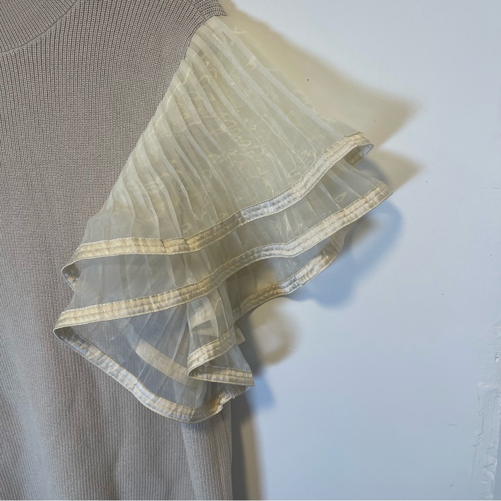 Ashro tan shirt with ruffle sleeves women's size XL - Picture 3 of 4